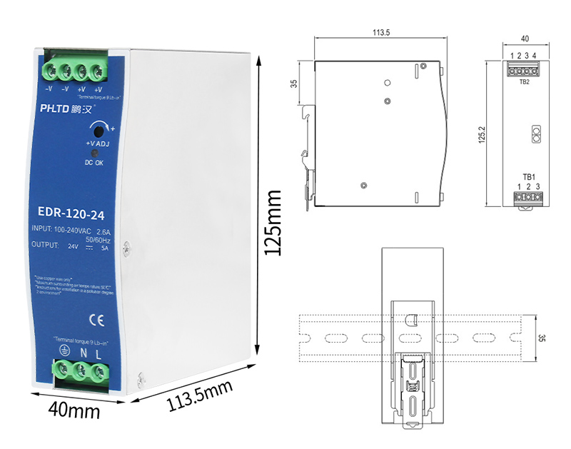 PHLTD EDR Орбитальные переключатели, мощность 120 Вт, размер 40x113.5x125 мм