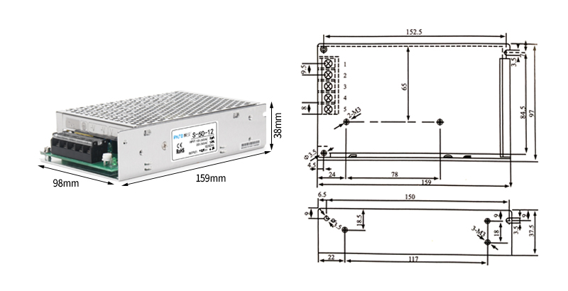 PHLTD S Series Переключатели питания S - 50 S - 60 S - 75 Обзор высокоэффективных размеров продукции-