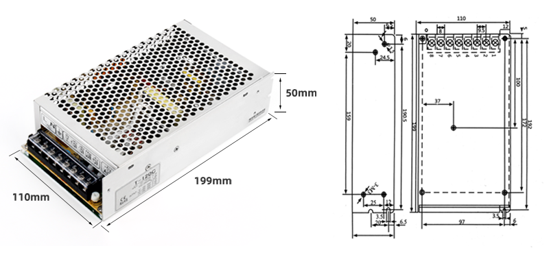 PHLTD Одногрупповое выходное питание T - 120V Размер 199x110x50mm-