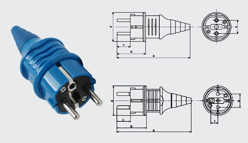 PHLTD Французская розетка SCHUKO, 16A 220V, тёмная, наружная, водонепроницаемая